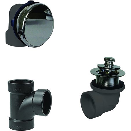 WESTBRASS Illusionary Overflow, Sch. 40 ABS Plumbers Pack W/ Lift and Turn Bath Drain in Polished Chrome D594AHRK-26